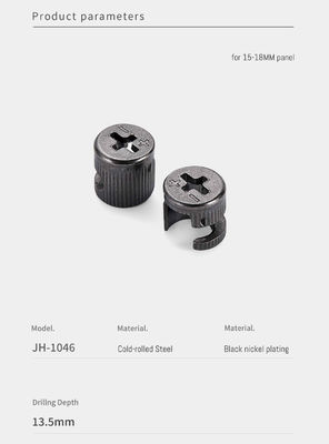 13.5mm 12mm Cam Connector Black Nickel Plated Minifix Cam Lock For Connection