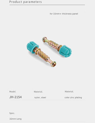 32mm Length Minifix Connecting Bolts OEM Customizable Furniture Panel Connector