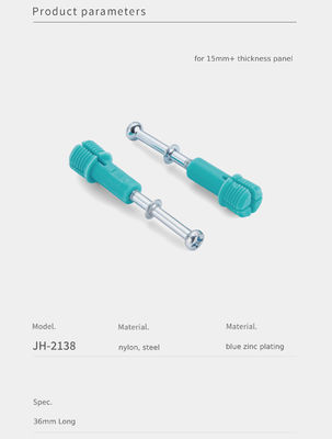 Jh-2138 Steel Minifix Spreading Bolts 36mm Furniture Panel Connector For Rta Furniture