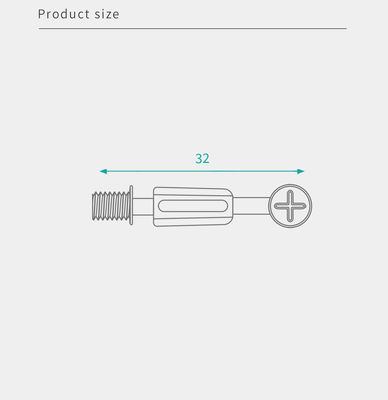 Cabinet Steel Cam Connector And Bolt 32mm Length Hardware For Flat Pack Furniture