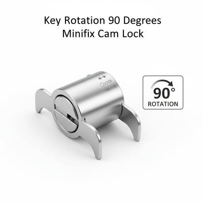 Key Rotation 90 Degrees Minifix Cam Lock Diameter 12mm SPCC Cold Rolled Steel Material Grade Secure Furniture Fastening