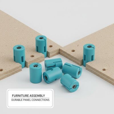 Cyan Blue Nylon Minifix Connecting Bolts for 15MM Plus Panels Offering Furniture Assembly and Durable Panel Connections