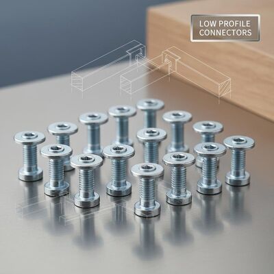 Furniture Assembly Zinc Plated Low Profile Connecting Bolts Designed to Provide Connections in Tight and Confined Spaces
