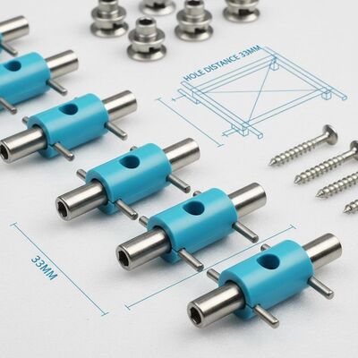 Steel Minifix Connecting Bolts offering Hole Distance 33mm and Cyan Blue Nylon Component Colors optimized for Furniture Frame Connections