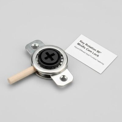 Key Rotation 90 Degrees Minifix Cam Lock Keyed Different Style Alternative Name Minifix Cam Wheel Designed for Furniture Fastening