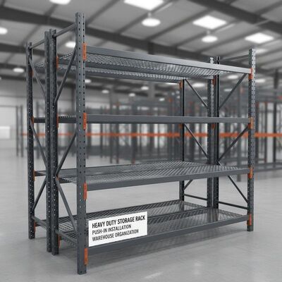 Push-in Installation Heavy Duty Storage Rack Including Shelf Support Designed for Heavy Load Storage and Warehouse Organization