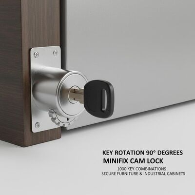 Key Rotation 90 Degrees Minifix Cam Lock 1000 Key Combination Cam Wheel Lock Ideal for Secure Furniture and Industrial Cabinets